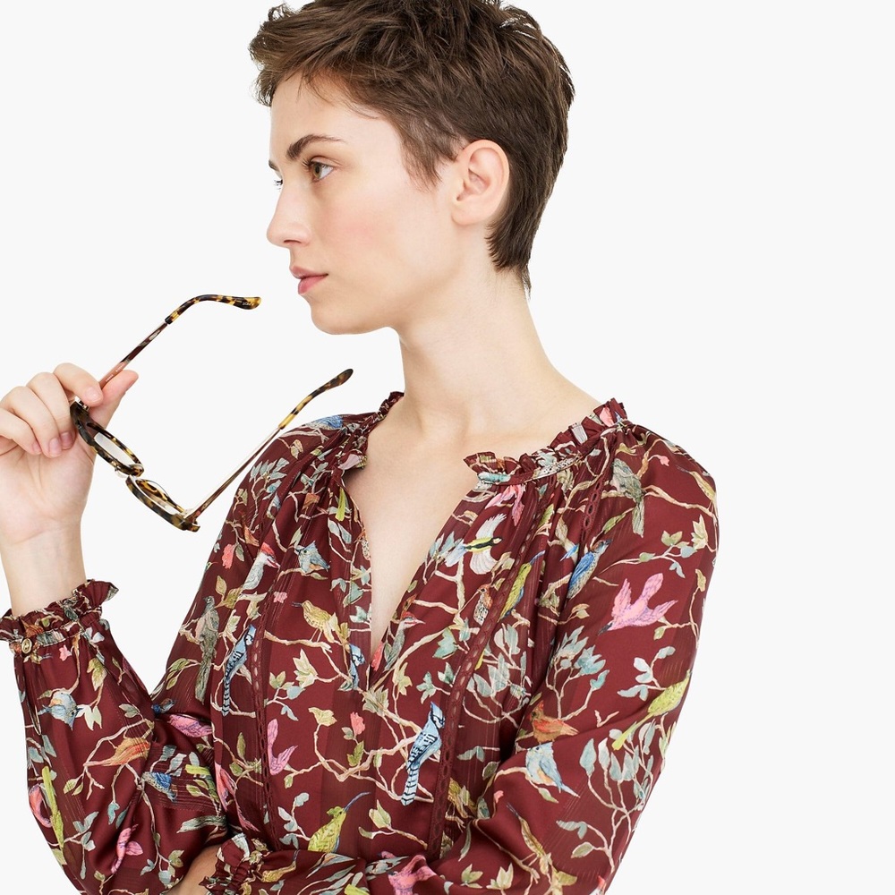 Point Sur Ruffle-Neck Popover Menagerie Print